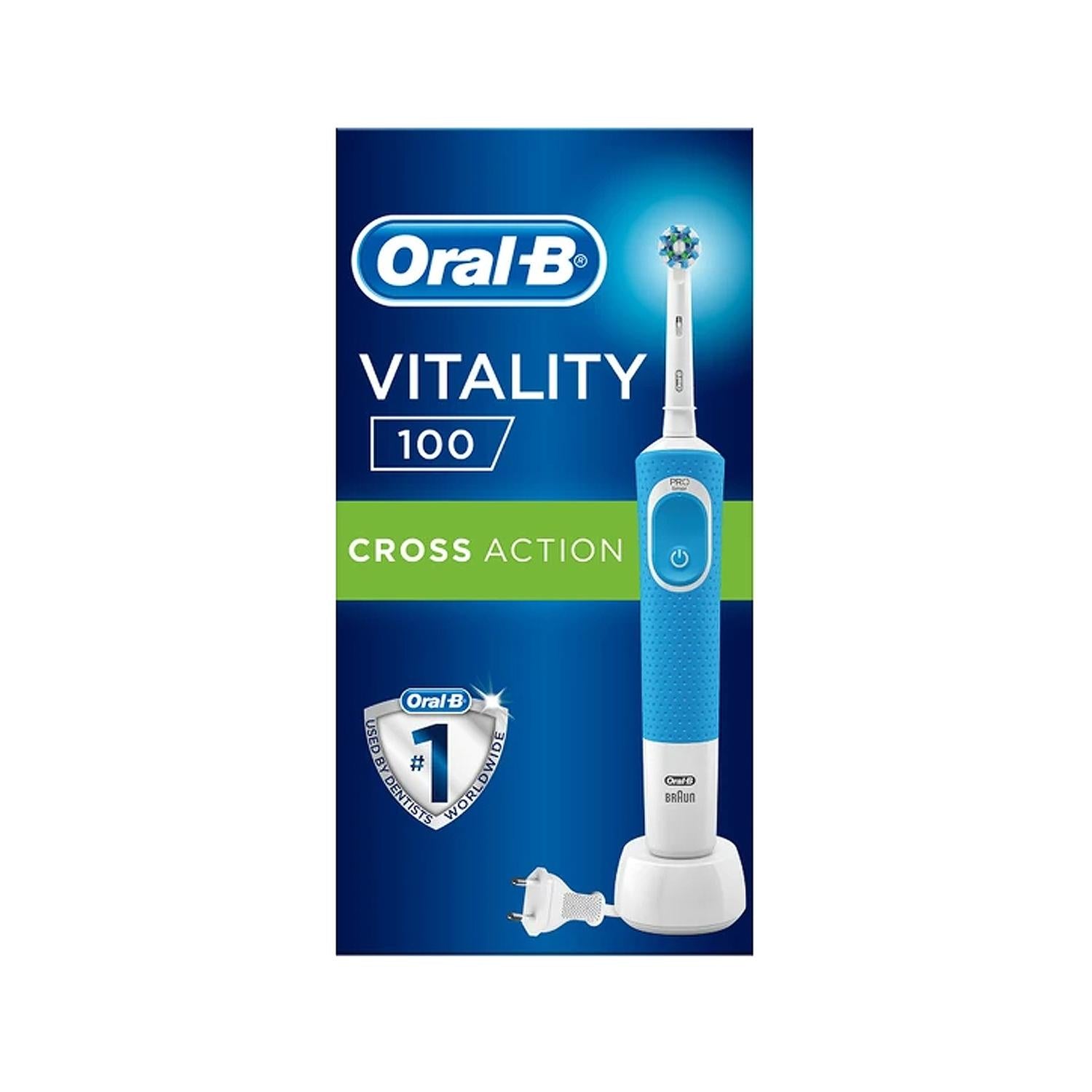Oral-B D100 Vitality Cross Action Electric Toothbrush - Rechargeable, Multiple Modes, Affordable &amp; Effective Plaque Removal