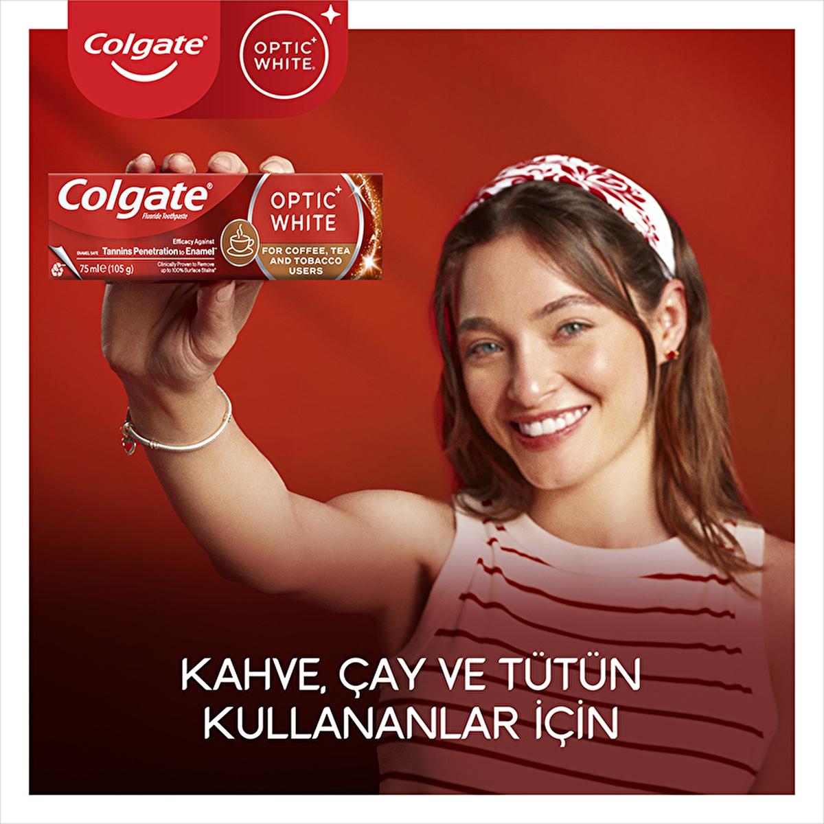 Colgate Optic White Whitening Toothpaste for Coffee &amp; Tea Drinkers, Smokers - Gentle on Enamel, 2.54 fl oz
