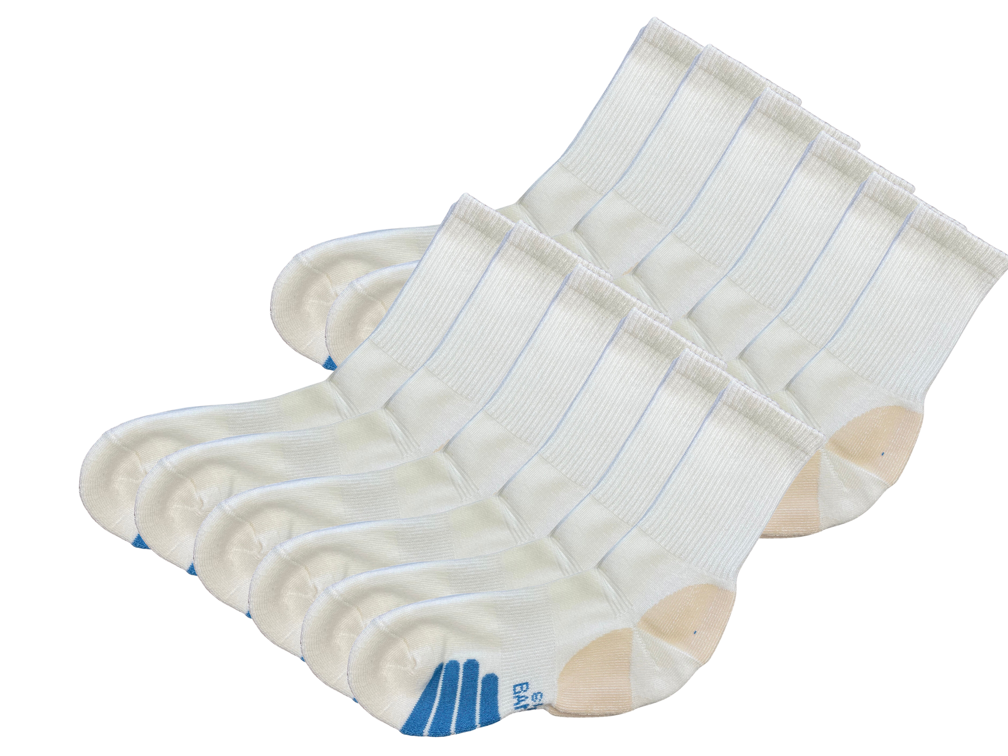 High Performance Crew Bamboo Viscose Socks – Natural with Blue Padding