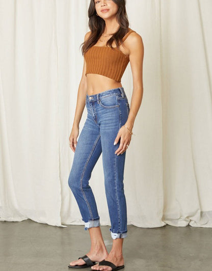 Cane Mid Rise Slim Straight Leg Jeans - Medium