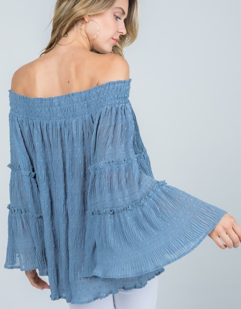 Off Shoulder Ruffle Sleeve Top