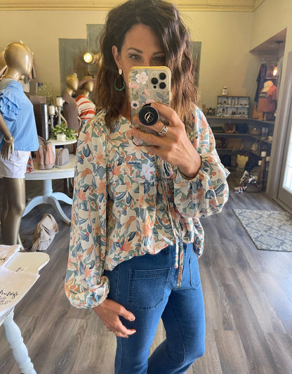 Nora Floral Blouse - Green