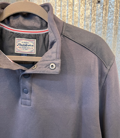 Benedict LS French Terry Mock Neck - Charcoal