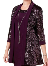 R&amp;M Richards Womens Metallic Sequined Blazer, Size 8