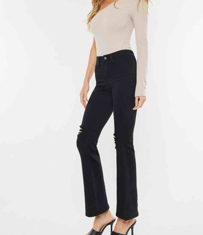 Crystal High Rise Petite Bootcut Jeans - Black
