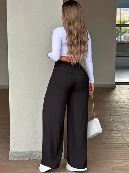 High-Waisted Lace-Up Trousers