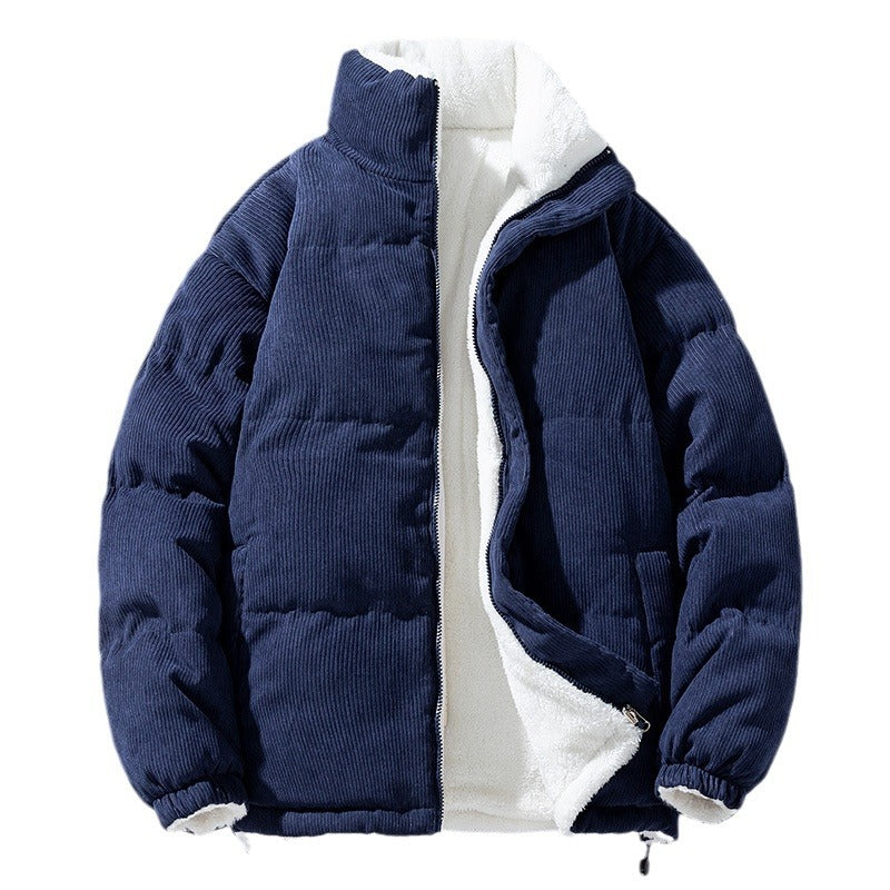 Winter corduroy reversible fleece-lined jacket