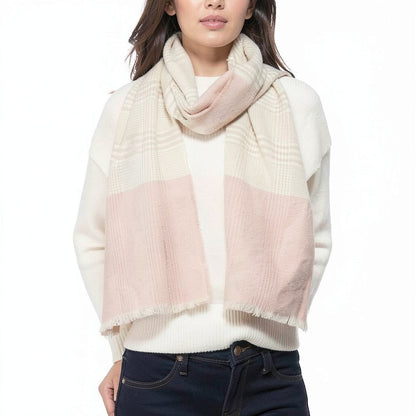 Inc Womens Plaid Colorblock Muffler Scarf Pink O/S