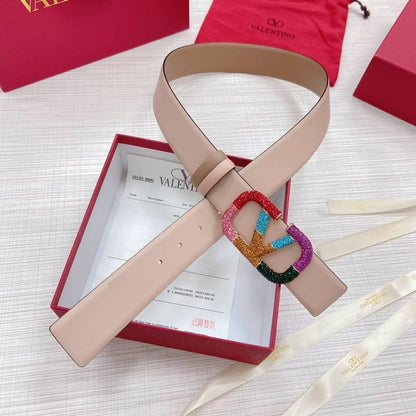 VALENTINO GARAVANI V logo Rainbow Reversible Leather Belt &