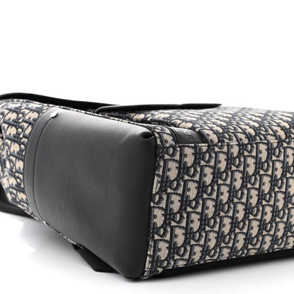 Christian Dior Oblique Jacquard Grained Calfskin Saddle Backpack With Flap