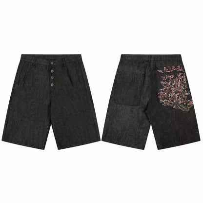 Casual Long Pants Plum Blossom Embroidery