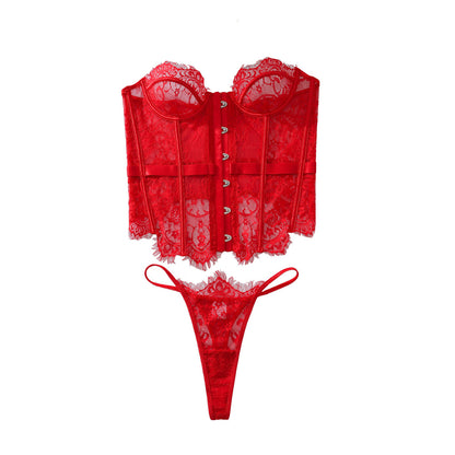 Pure Lace Low Cut Strapless Bra and Panty Set