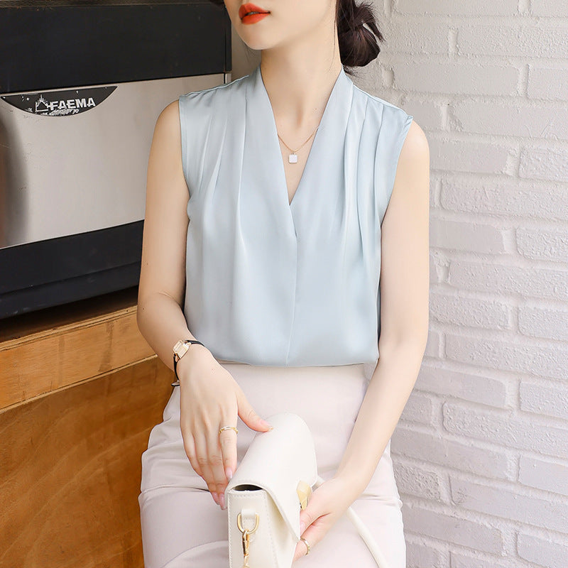 Womens Long Sleeve Silk Satin Blouse