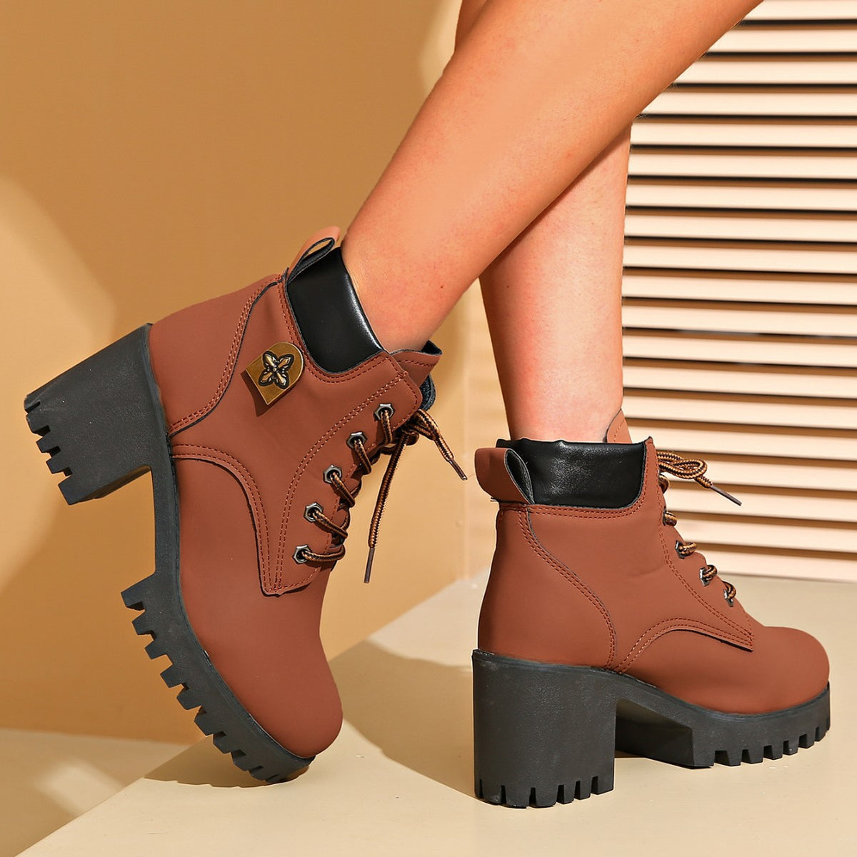 Women Chunky Heel Martin Boots