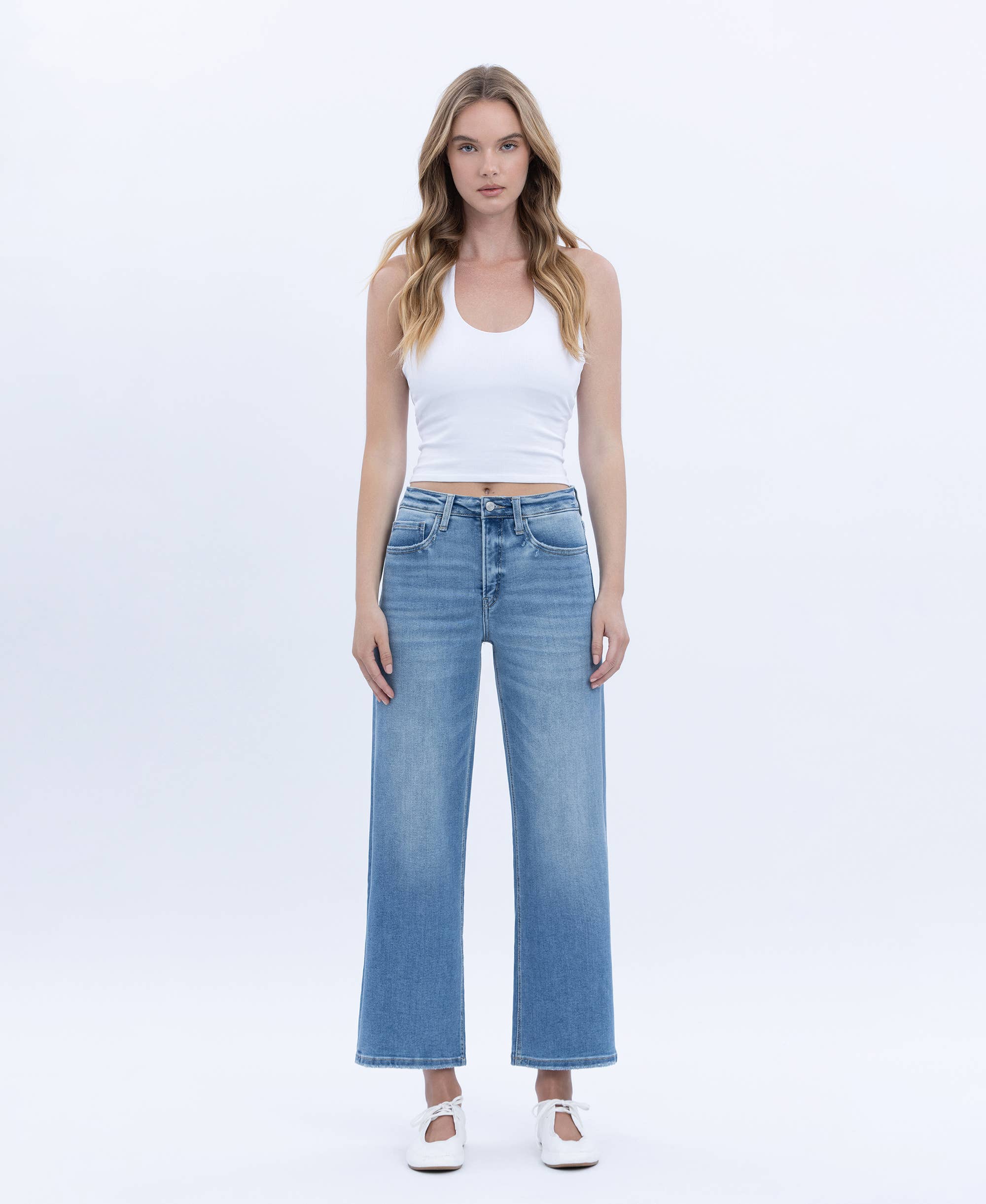 Willa Tummy Control High Rise Crop Wide Jean