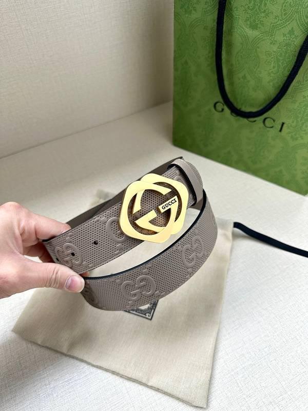 GUCCI Embellished coated-canvas and leather belt &