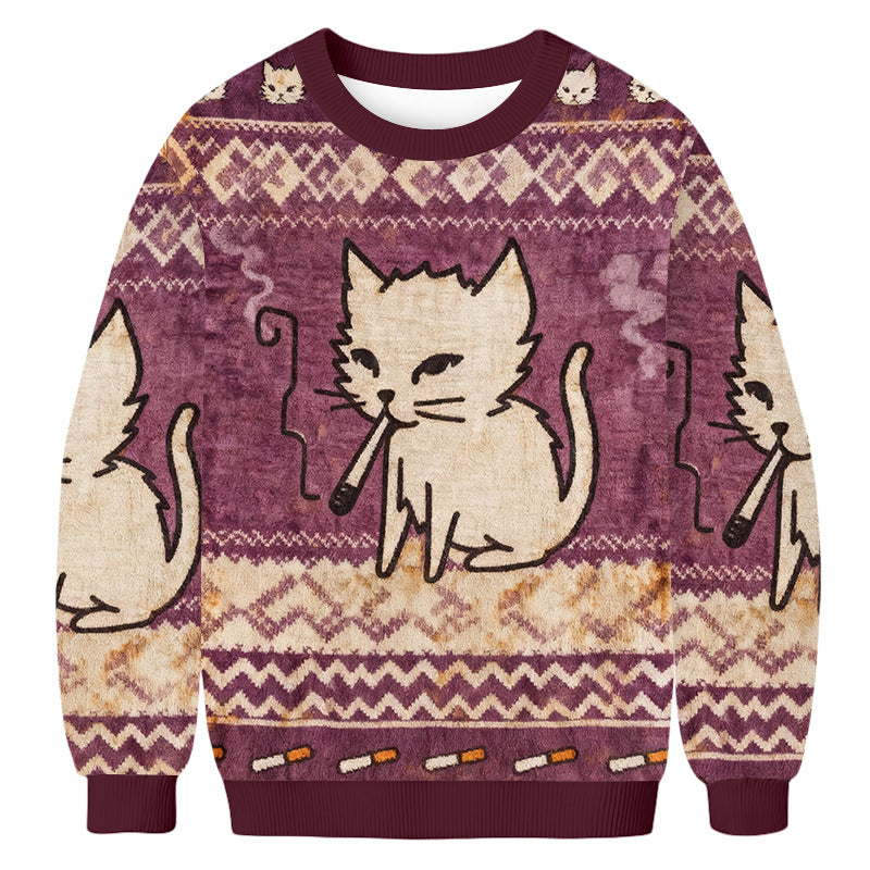 Casual Christmas Print Crew Neck Sweatshirts