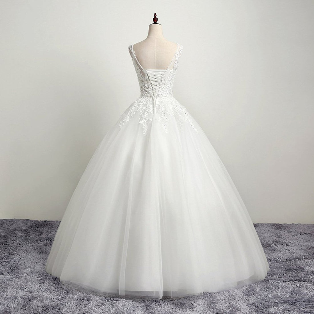Ivory White Lace Maternity Wedding Dress with Train