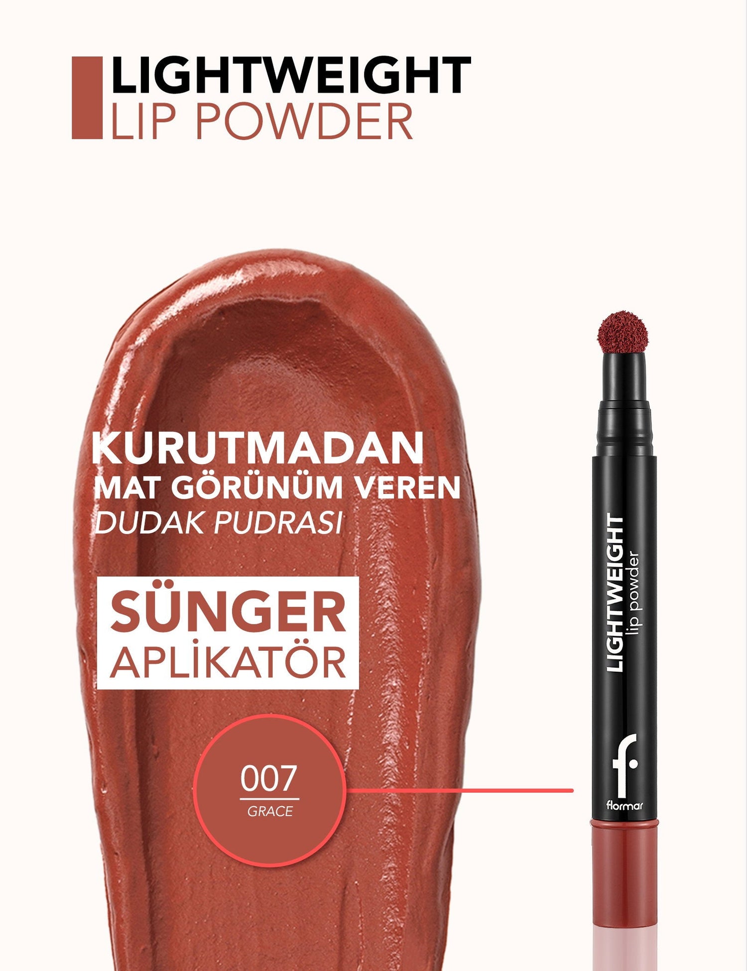 Flormar Lightweight Moisturizing Lip Powder with Matte Finish