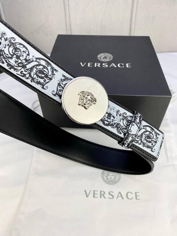 Versace MEDUSA BIGGIE ENAMEL LEATHER BELT