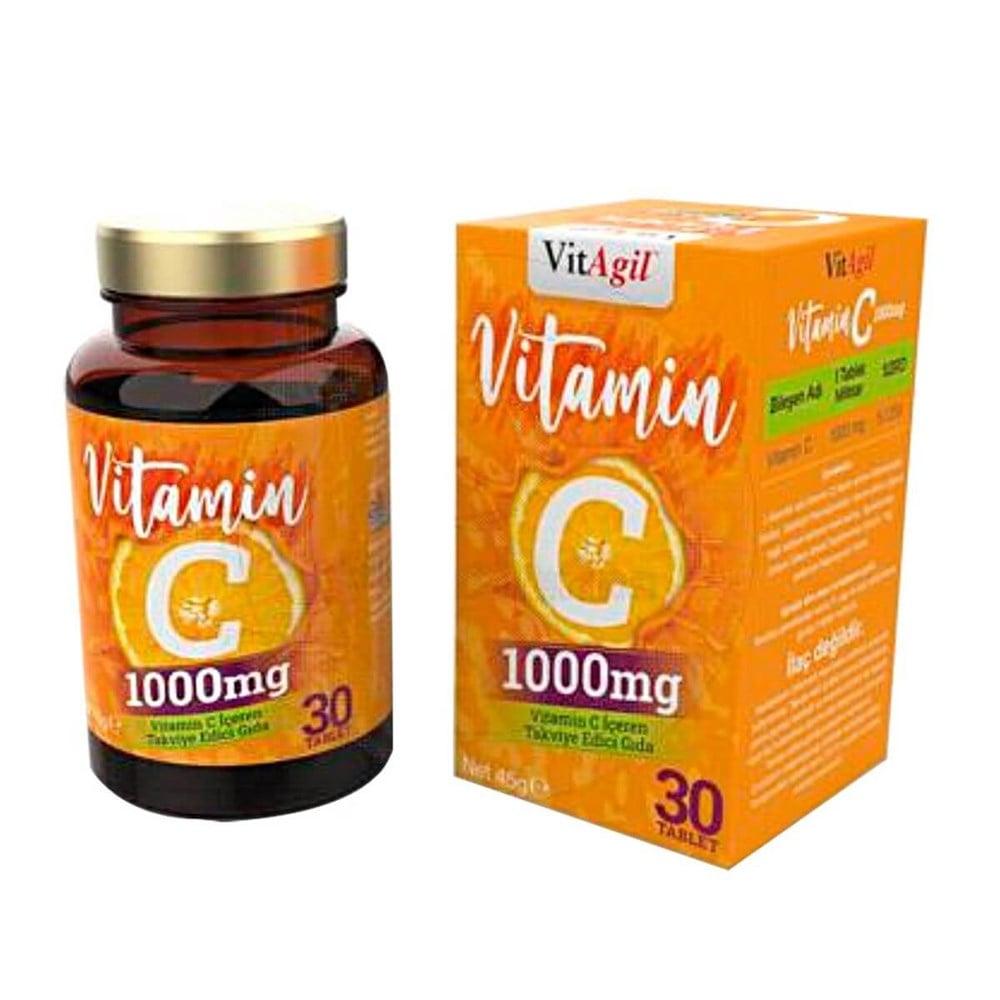 VitAgil Vitamin C Supplement 1000 mg - Immune Support &amp; Energy Boost for Adults, 30 Tablets