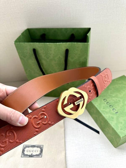 GUCCI Embellished coated-canvas and leather belt &