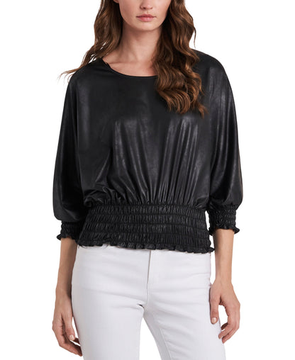 Vince Camuto Smocked-Hem Blouse, Size XS