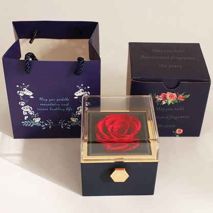 Rotating Eternal Flower Acrylic Jewelry Gift Box
