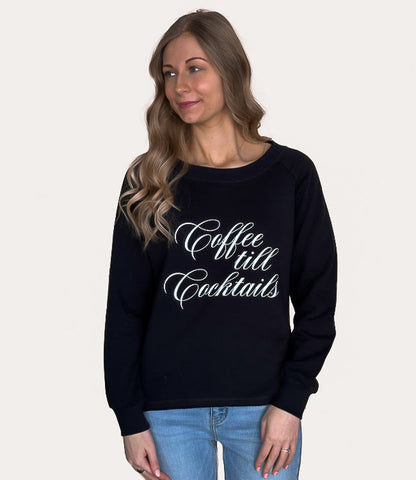 Coffee Till Cocktails Graphic Crew - Black