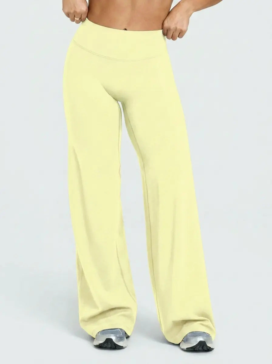 Womens High Waist Flared Yoga Pants Straight Leg Slimming Workout Leggings