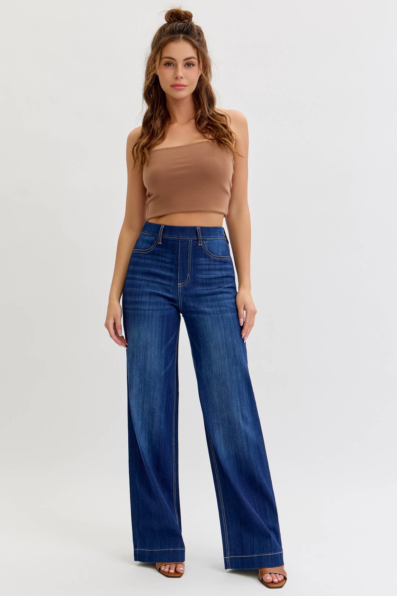 Renae High Rise Pull-On Wide Leg Denim
