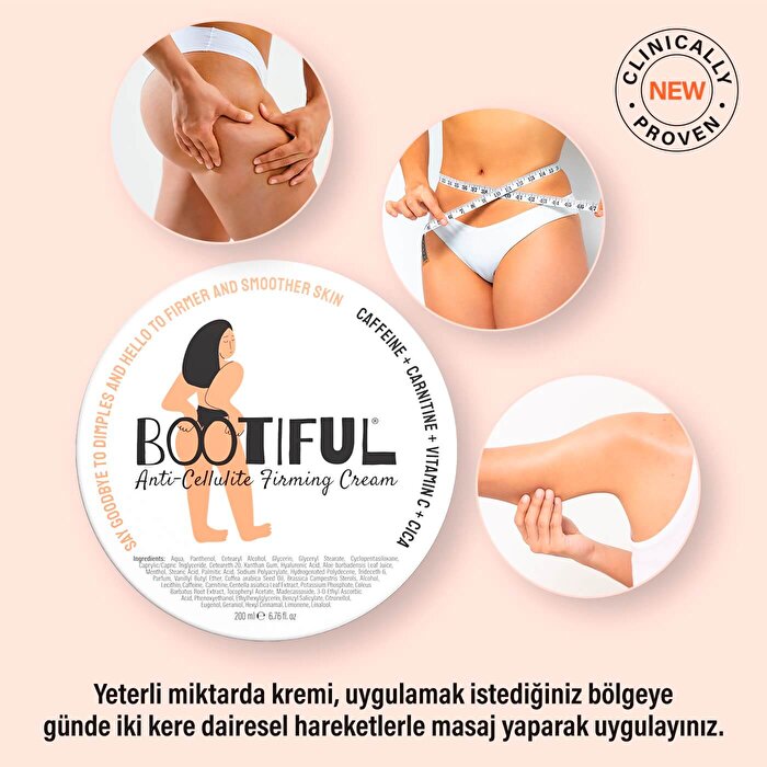Bootiful Cellulite Reducing Firming Cream 200ml - Smooth &amp; Tight | Vegan
