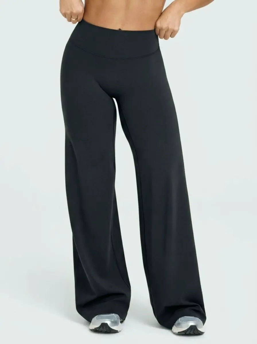 Womens High Waist Flared Yoga Pants Straight Leg Slimming Workout Leggings