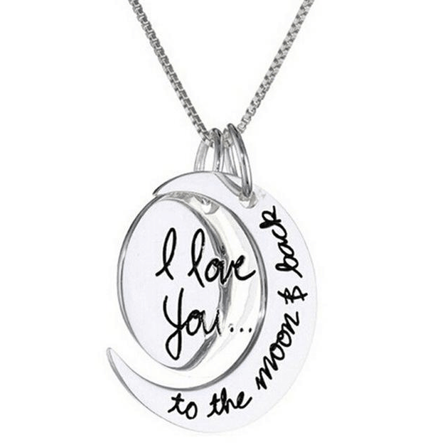 Color: Steel color - I Love You To The Moon And Back Necklace