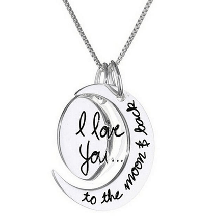 Color: Steel color - I Love You To The Moon And Back Necklace