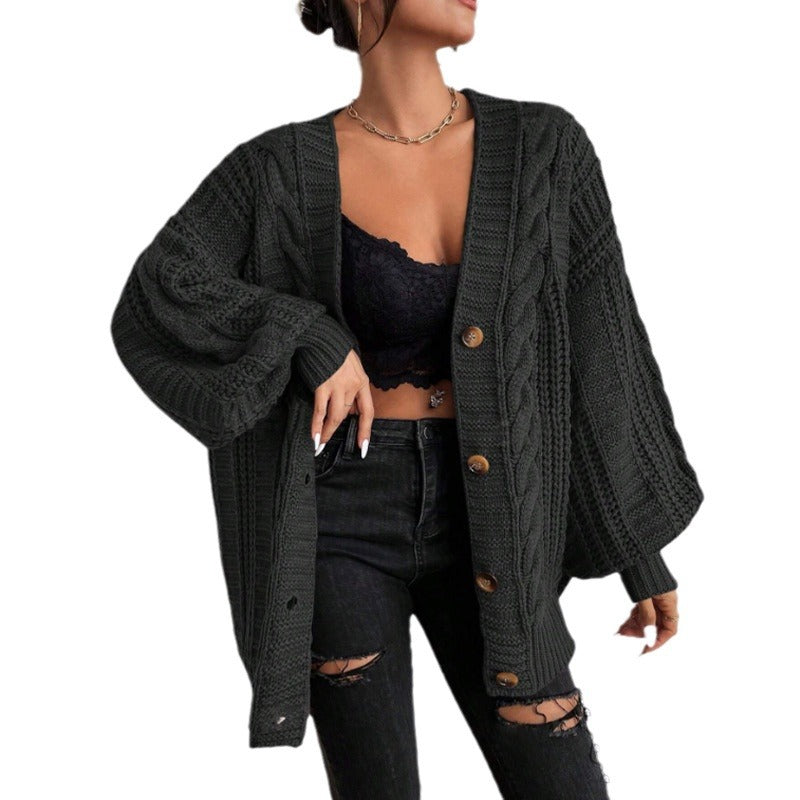 Womens Retro V-Neck Knit Cardigan