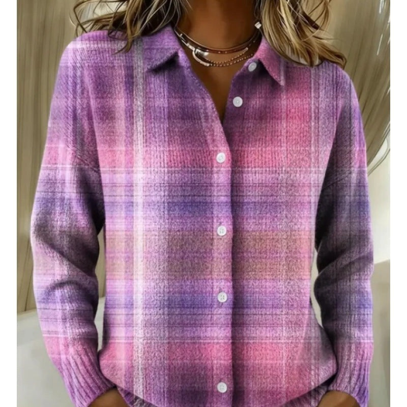 print turn-down collar shirt