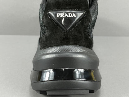 Prada Brushed Leather Bike Fabric Suede Garnet Black
