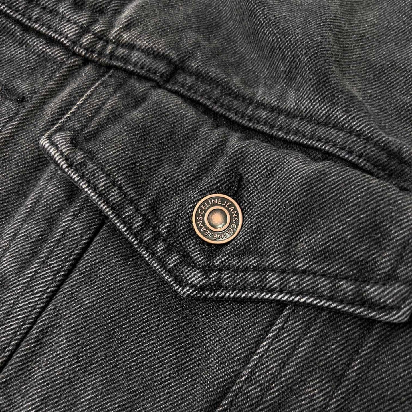 CELINE Washed Grey Denim Jacket – Casual Single-Breasted
