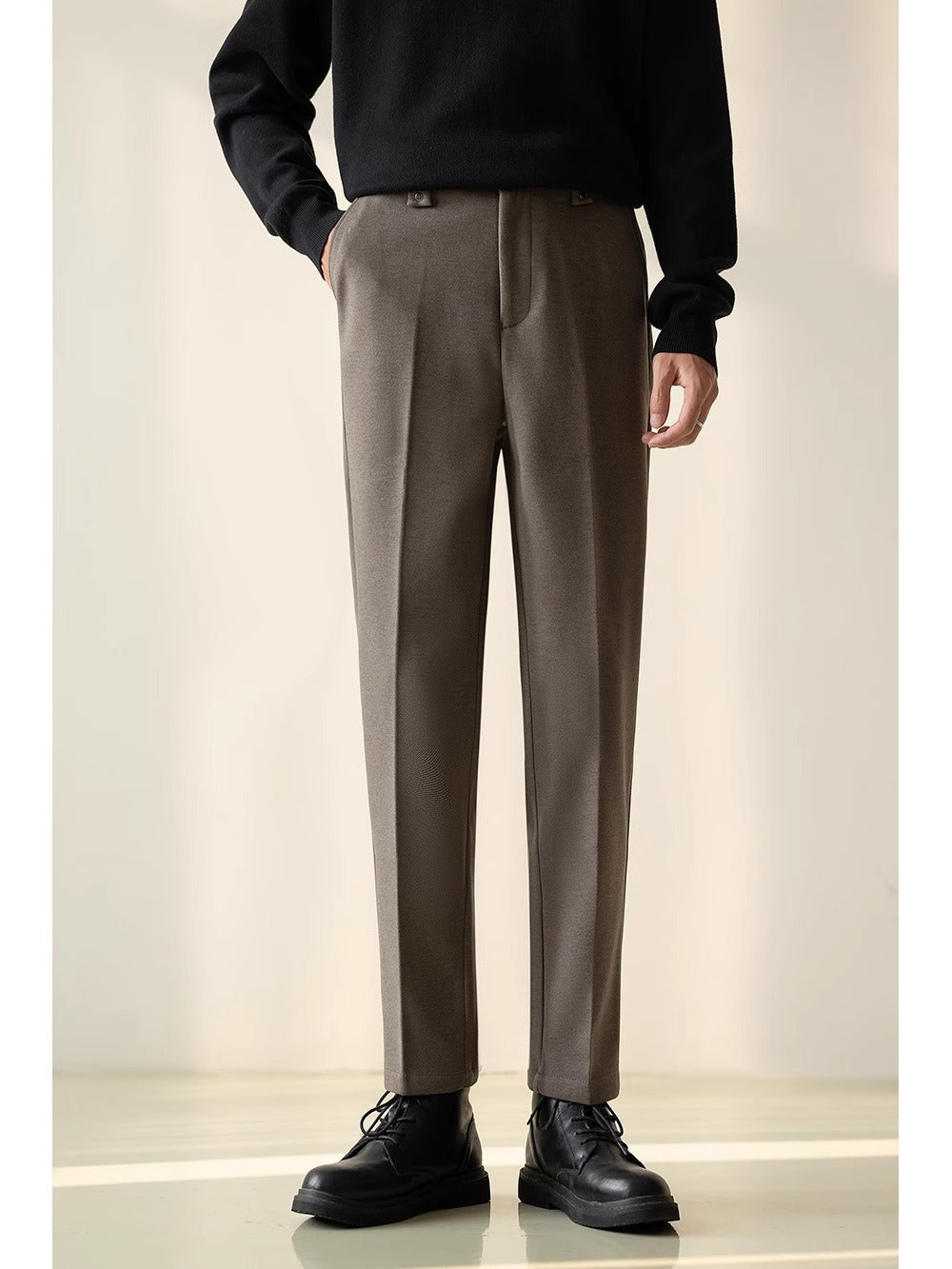 Mens Stylish Casual Straight-leg Suit Pants