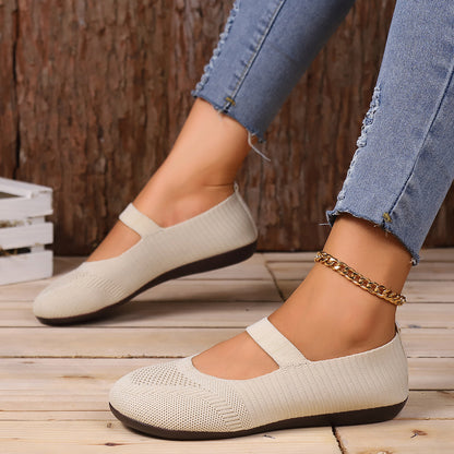 Women`s Fly-Knit Breathable Slip-On Loafers Flat Shoes