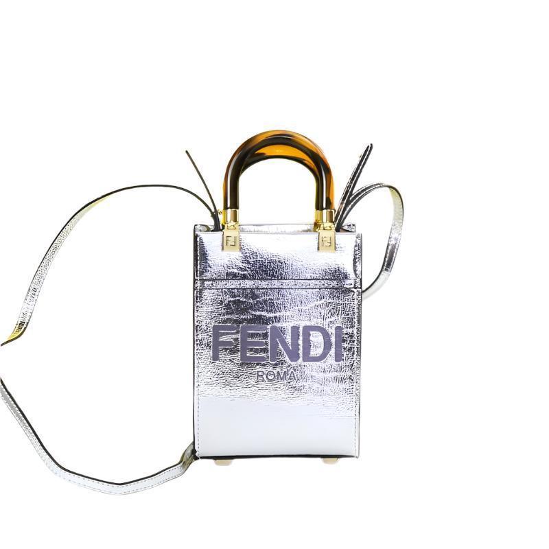 Fendi  Vitello King Plexiglass Logo Embossed Mini Fendi Sunshine Shopper Tote