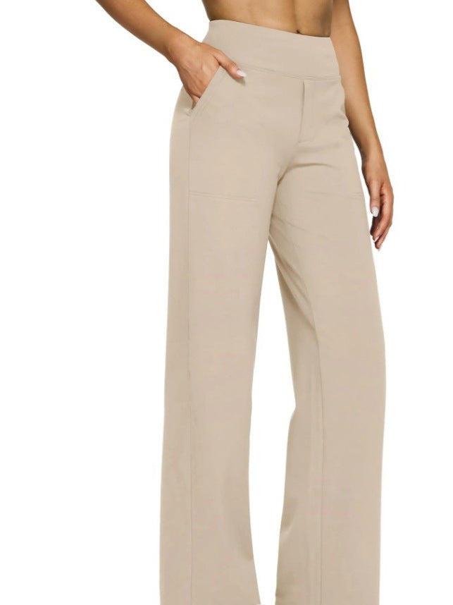 Casual High-Waisted Straight Pants Loose Pocket Yoga Pants
