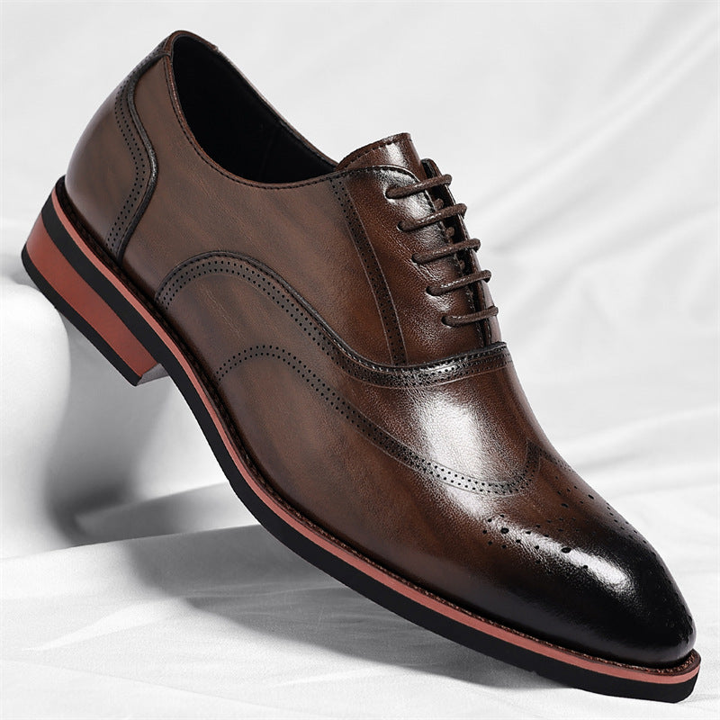 Mens Pointed Toe Derby Brogue Shoes