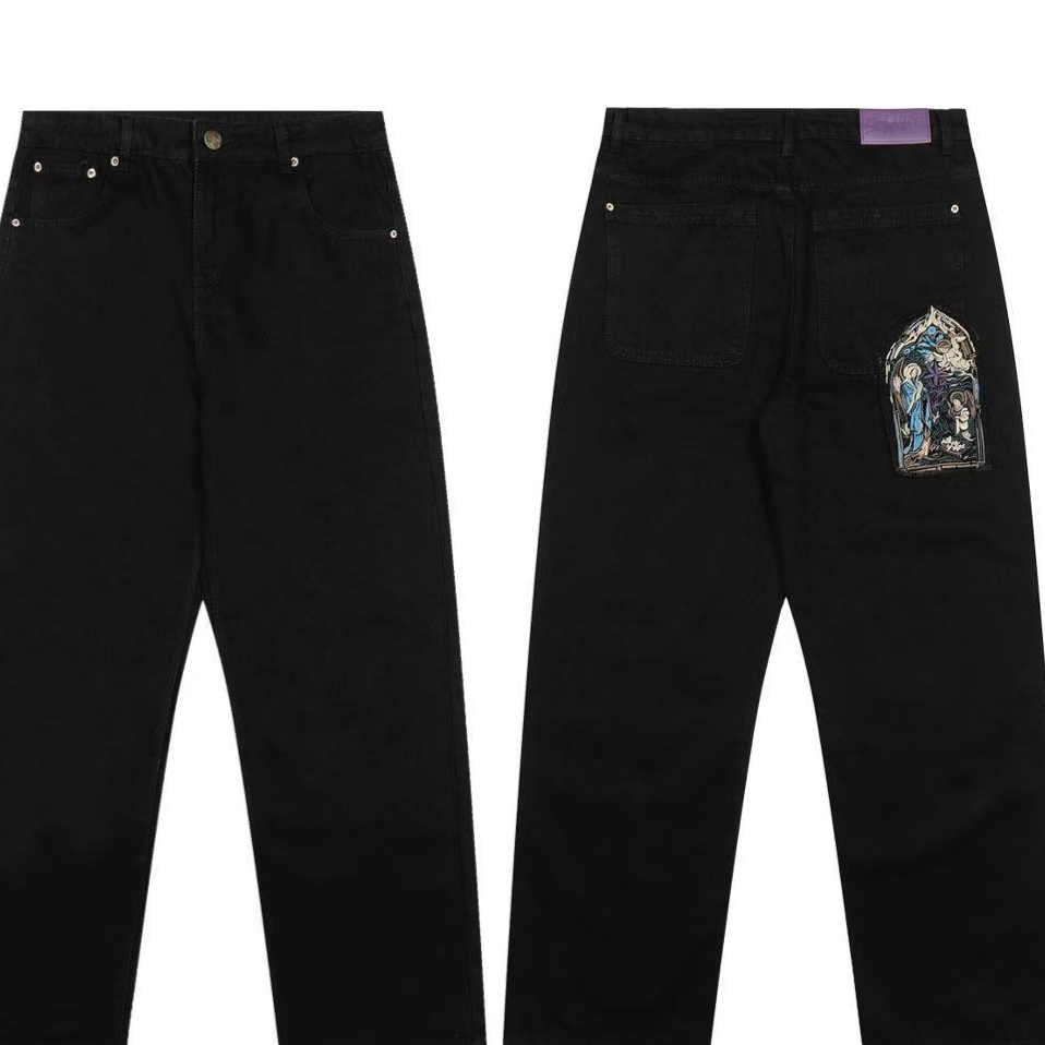 Casual Long Pants Plum Blossom Embroidery