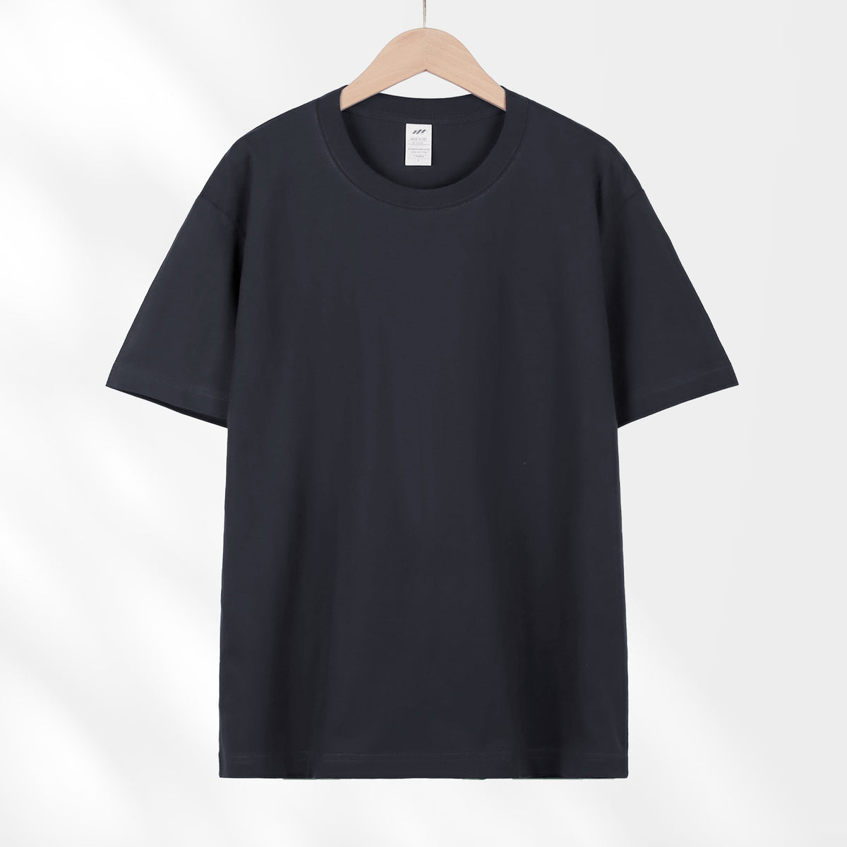 All-Match Crewneck Shoulder Top Solid Color Half-Sleeve