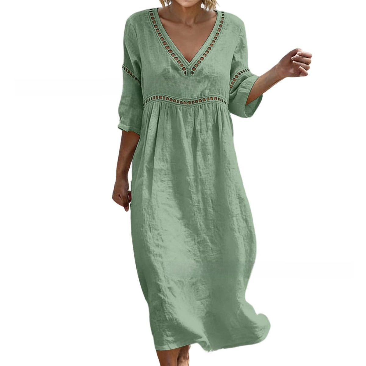 Women Summer Bohemian Lantern Sleeve Long Dress