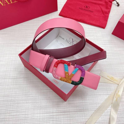VALENTINO GARAVANI V logo Rainbow Reversible Leather Belt &