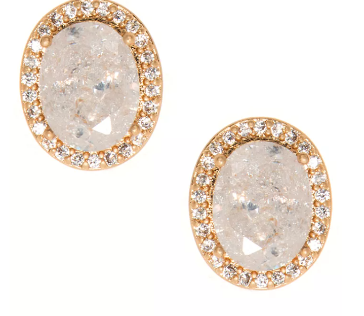 Lonna &amp; Lilly Gold-Tone Stone &amp; Crystal Halo Stud Earrings