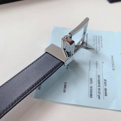 Prada Leather Reversible Belt With Triple Buckles &